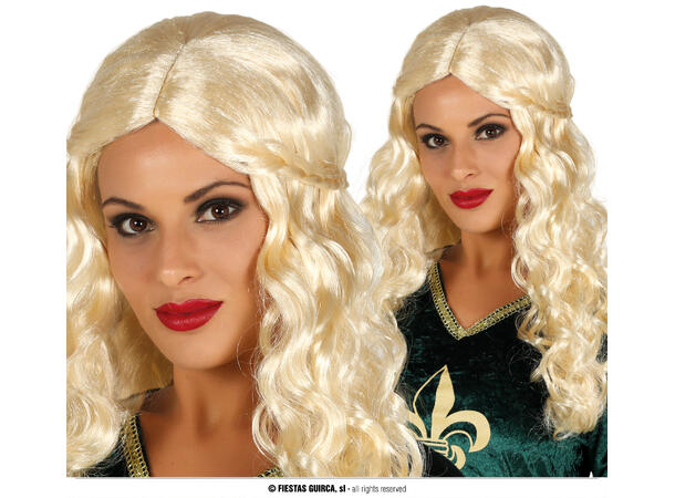 Lys krøllete parykk med flette 1 Parykk i syntetisk hår - Dame 