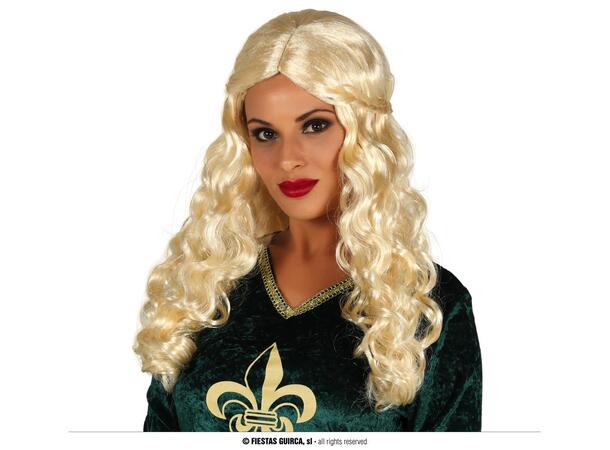 Lys krøllete parykk med flette 1 Parykk i syntetisk hår - Dame 