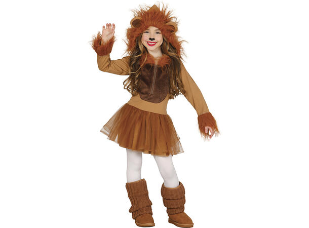 Løvekostyme jente - Kjole m/Hette 1 Barnekostyme til jente - Str 7-9 År 