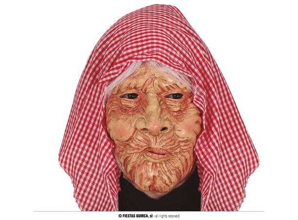 Maske - Gammel kone - m/hette 1 Maske med hette i vinyl/polyester 