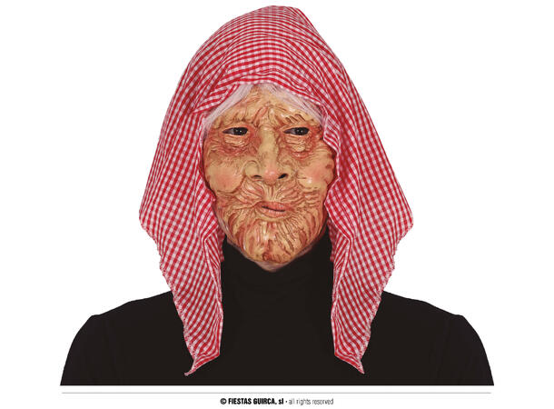 Maske - Gammel kone - m/hette 1 Maske med hette i vinyl/polyester 