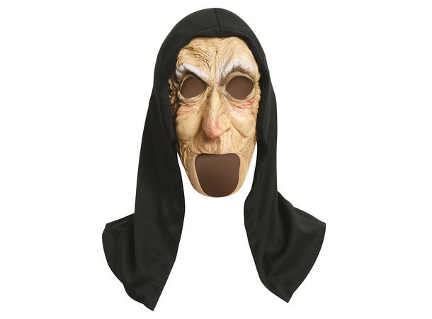 Maske - Gammel kone - m/hette 1 Maske med hette i vinyl/polyester 