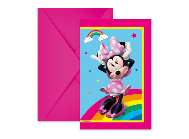Minnie - Rainbow make me smile 6 FSC - Invitasjoner med konvolutt
