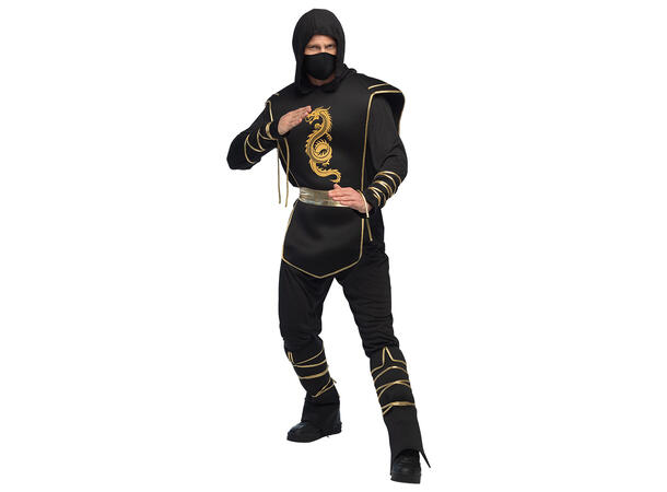 Ninjakostyme - Hanzo - Sort/gull 1 Herrekostyme - Str 58-60 