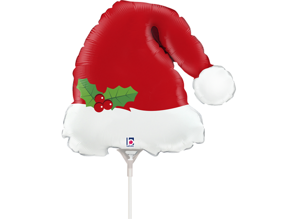 Nisselue mini  - Rød/hvit (Bulk) 1 Folieballong - Luftfylling - (23x20cm) 