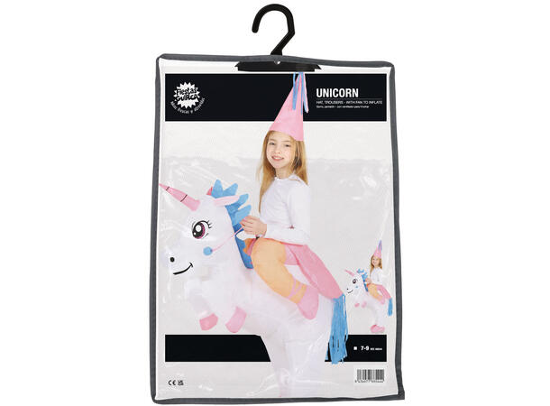 Oppblåsbar enhjørning 1 Barnekostyme til jente - Str 7-9 År 