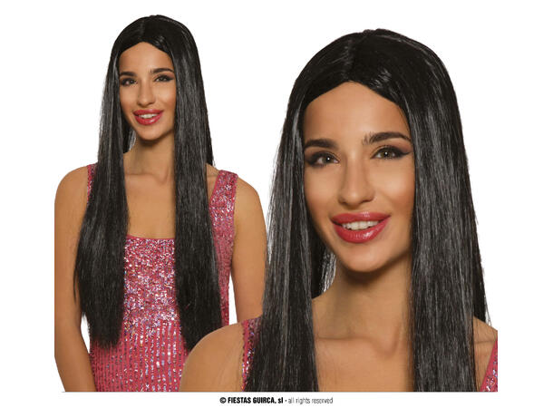 Partykk lang - Sort 1 Parykk i syntetisk hår 