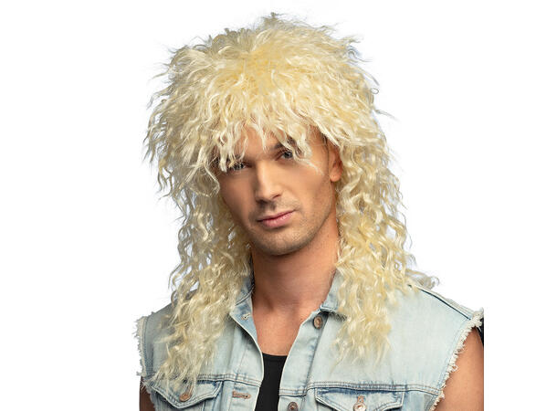 Parykk -  Rocker - Blond lang m/krøller 1 Herreparykk - Onesize 