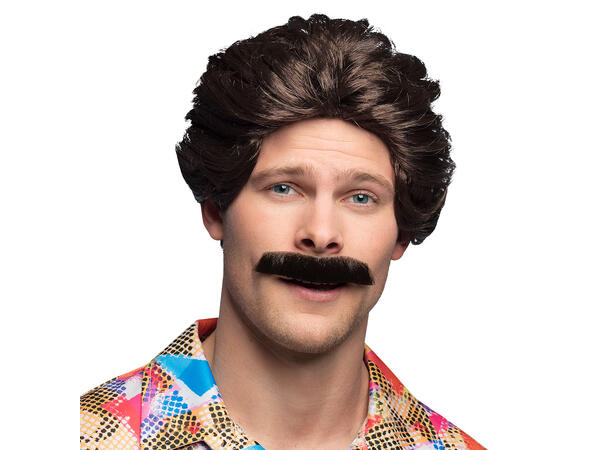 Parykk -  Vance - Mørk brun kort m/bart 1 Herreparykk - Onesize 