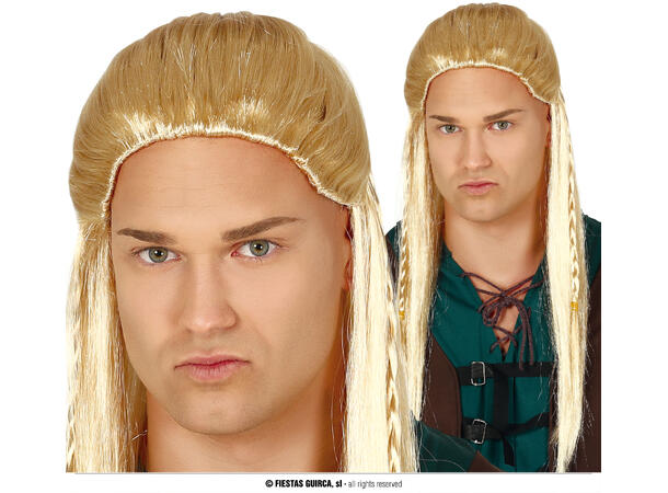 Parykk alv m/fletter - Blond 1 Parykk i syntetisk hår - Herre 