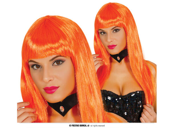 Parykk lang - Oransje 1 Parykk i syntetisk hår 