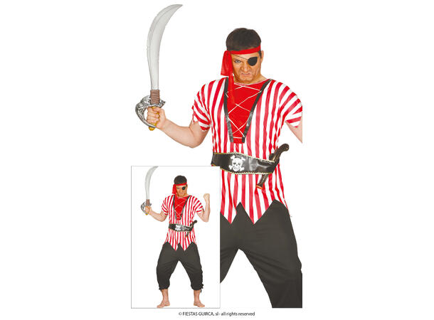 Piratkostyme - Rød/Sort/Hvit 1 Herrekostyme - str 48-50 (M) 