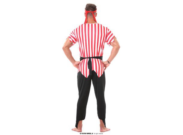 Piratkostyme - Rød/Sort/Hvit 1 Herrekostyme - str 48-50 (M) 