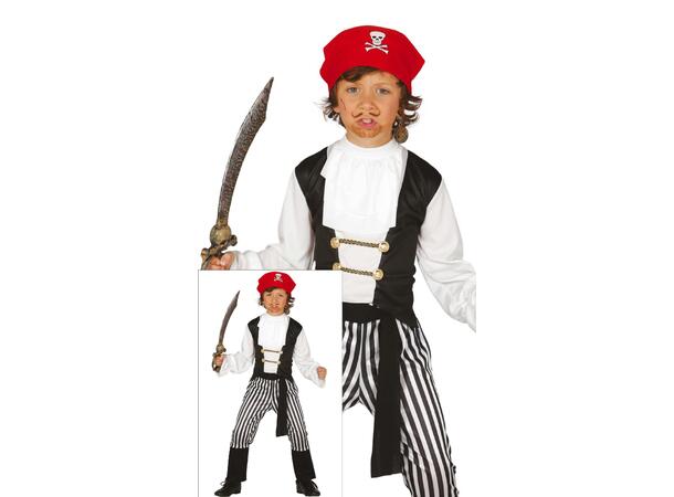 Piratkostyme - Stripete 1 Barnekostyme til gutt - Str 7-9 År 