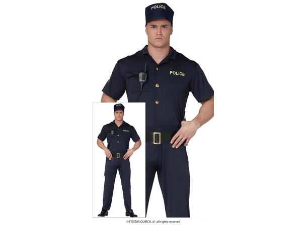 Politimann - Blå 1 Herrekostyme - str 52-54 (L) 