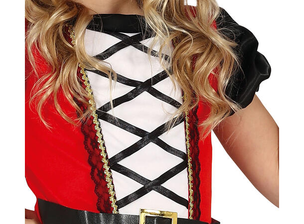 Priratkostyme - Kjole - Sort/Hvit/Rød 1 Barnekostyme til jente - Str 5-6 År 