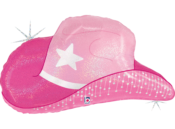 Rosa cowboyhatt 1 Folieballong med form - (67x40 cm) 