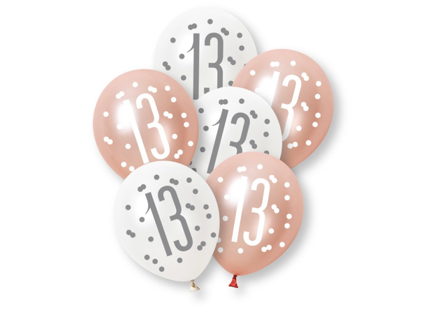 Rosegull Glitz - #13 6 Gummiballonger - 30cm (12") - 2 farger
