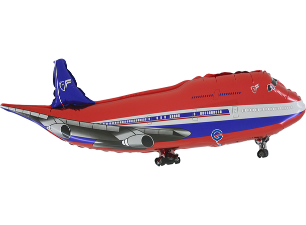 Rødt passasjerfly 1 Folieballong med form - (95x41 cm) 