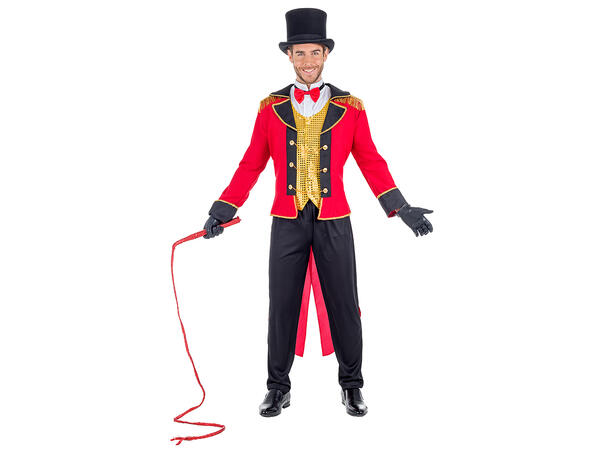 Sirkusdirektør - Rød/sort 1 Herrekostyme - Str XXL 