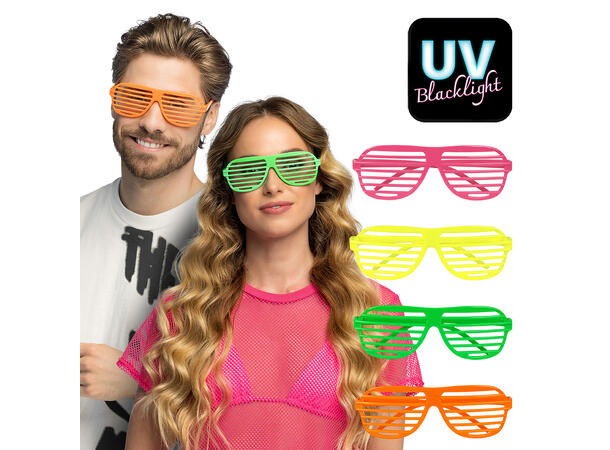 Sjalusibriller - Neon assortert 1 Par briller i plast 
