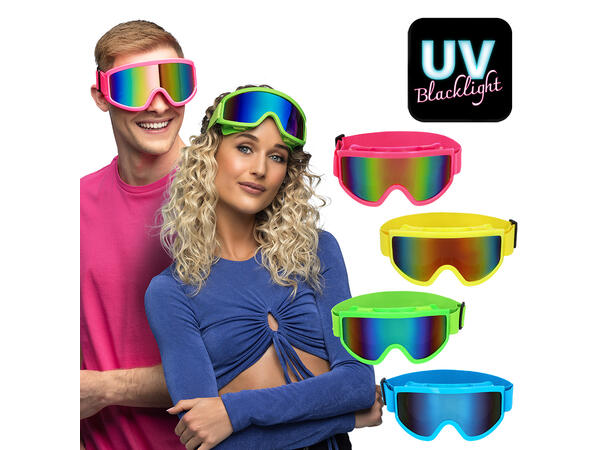 Skibriller - Neon UV - 4 farger Ass 1 Par skibriller i plast 