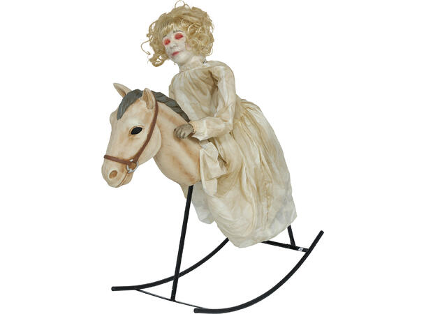 Skrekkfigur - Dukke på gyngehest 1 Figur m/lyd/lys/begegelse - 100cm 