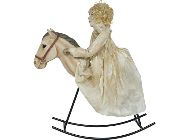 Skrekkfigur - Dukke på gyngehest 1 Figur m/lyd/lys/begegelse - 100cm 