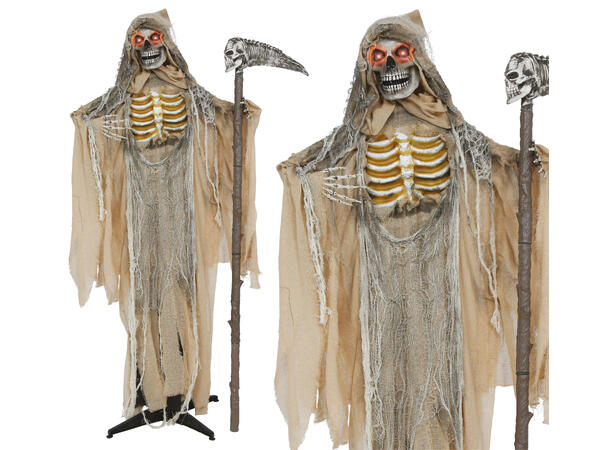 Skrekkfigur - Døden med ljå - Beige 1 Figur m/lyd/lys/begegelse - 170cm 