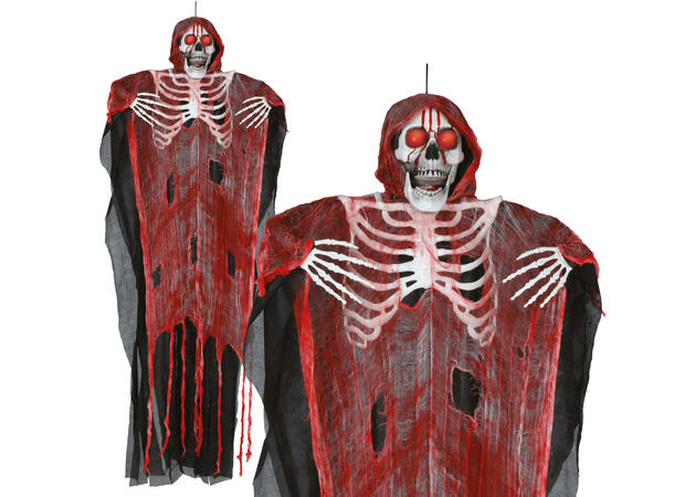 Skrekkfigur - Hengende skjelett - rød 1 Figur m/lyd/lys/begegelse - 100cm 