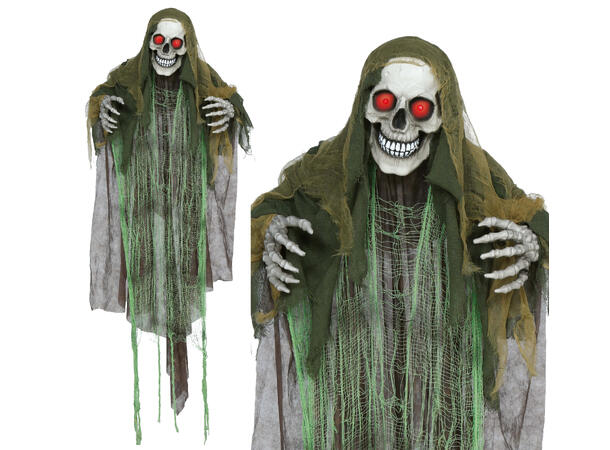 Skrekkfigur - Hengende skjelett m/kappe 1 Figur m/lyd/lys/begegelse - 165cm 