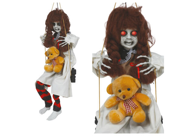 Skrekkfigur - Jente på huske 1 Figur m/lyd og lys - 90cm 