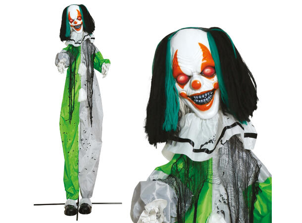 Skrekkfigur - Klovn - grønn/hvit 1 Figur m/lyd/lys/begegelse - 255cm 
