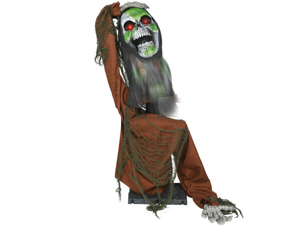 Skrekkfigur - Skjelett m/brun kappe 1 Figur m/lyd/lys/begegelse - 65cm 