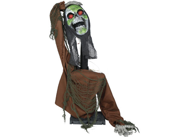 Skrekkfigur - Skjelett m/brun kappe 1 Figur m/lyd/lys/begegelse - 65cm 