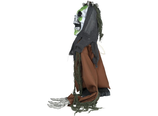 Skrekkfigur - Skjelett m/brun kappe 1 Figur m/lyd/lys/begegelse - 65cm 