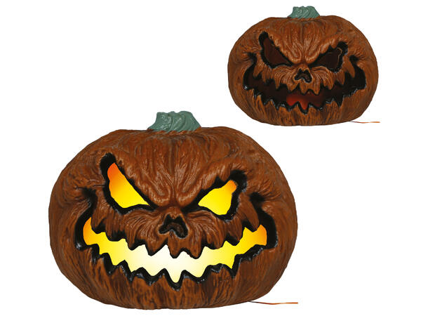 Skrekkgresskar m/intenst lys - brun 1 Gresskar i PVC m/lys - 26cm 
