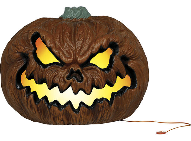 Skrekkgresskar m/intenst lys - brun 1 Gresskar i PVC m/lys - 26cm 