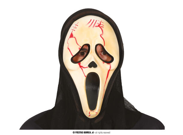 Skrikmaske med hette - Blodig 1 Maske med hette i PVC/polyester 
