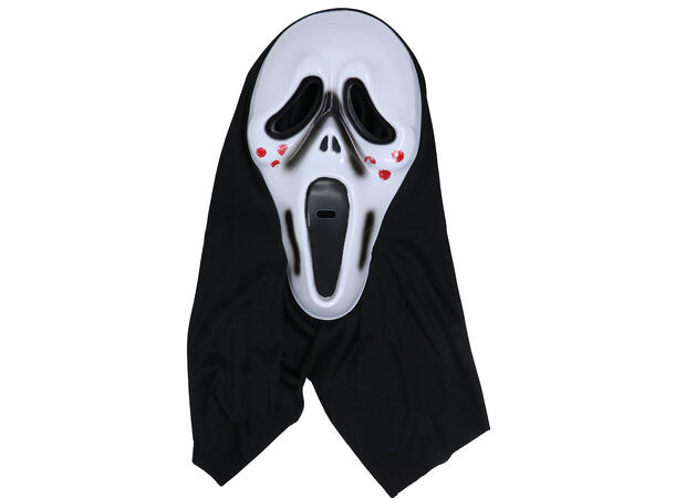 Skrikmaske med hette 1 Maske i PVC/polyester 