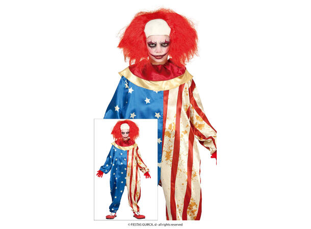 Skummel Klovn - Patriot - Rød/Hvit/Blå 1 Barnekostyme - Str 5-6 År 