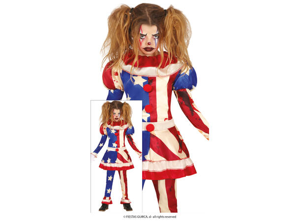 Skummel Klovn - Patriot - Rød/Hvit/Blå 1 Barnekostyme til jente - Str 7-9 År 