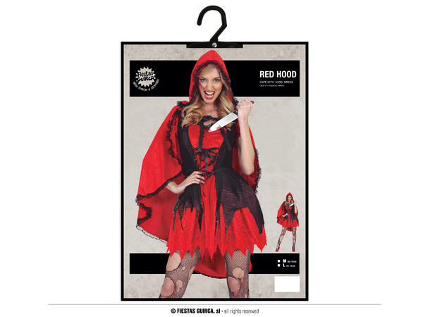 Skummel Rødhette - Kjole/kappe/hette 1 Damekostyme - str 42-44 (L) 