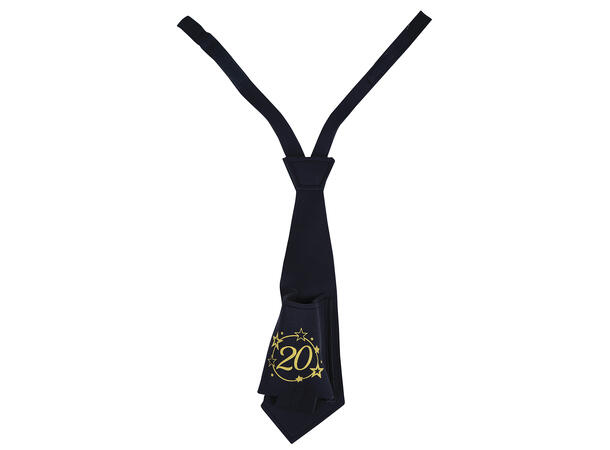 Slips - Sort/gull - "20" år 1 Slips i ployester 