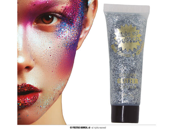 Sminkekrem glitter - Sølv 1 Tube sminkekrem - 20ml 