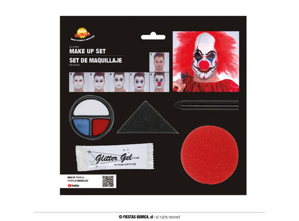 Sminkesett - Klovn 1 Sminkesett med instruksjon 