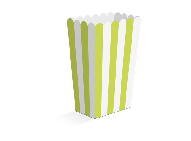 Snackboks - Limegrønne striper 8 Snacksbokser i papir - 6,3x4,4x13,5cm 