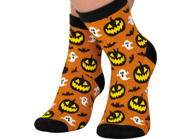 Sokker med gresskar og spøkelser 1 Par sokker i bomull - Str 28-35 