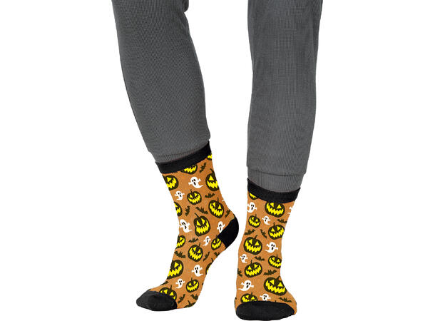 Sokker med gresskar og spøkelser 1 Par sokker i bomull - Str 28-35 