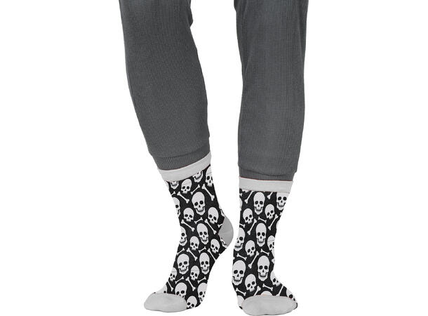Sokker med hodeskaller - Sort/grå 1 Par sokker i bomull - Str 42-48 
